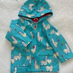 Hatley Teal Llama Print Raincoat